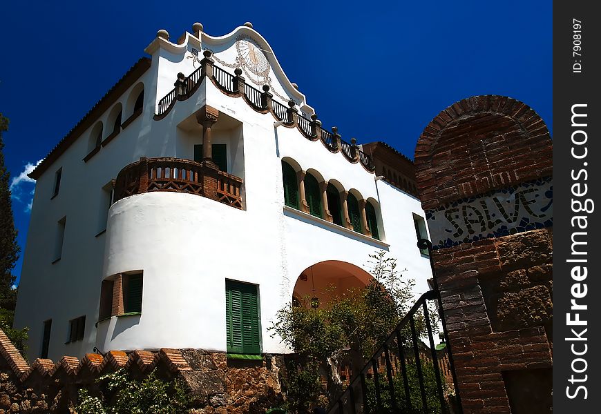 House in park guel in Barcelona designed by Gaudi. House in park guel in Barcelona designed by Gaudi