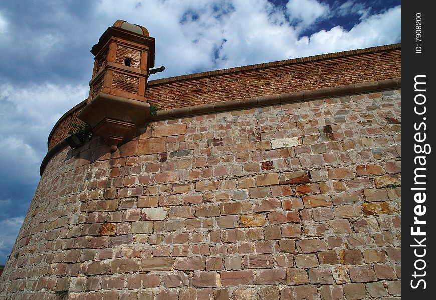 Old fortified wall in Barcelona, Spain. Old fortified wall in Barcelona, Spain