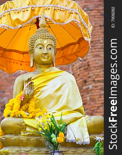 Monument of buddha, ruins of ancient temple