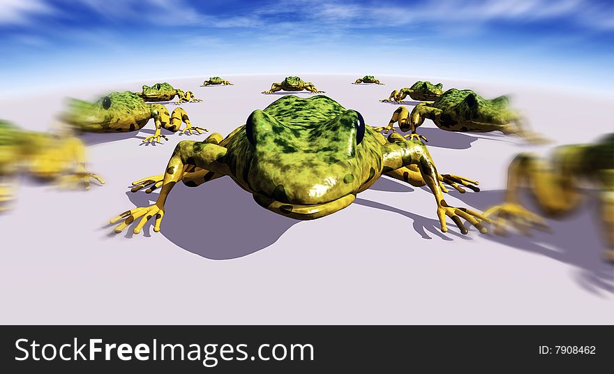Illustration of Ecological abstract with frogs