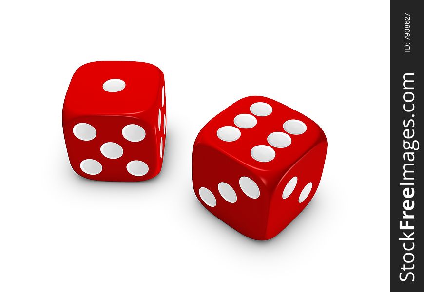 Red dice isolated on white background. Red dice isolated on white background