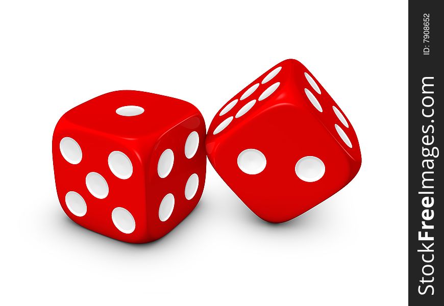 Red Dice On White Background