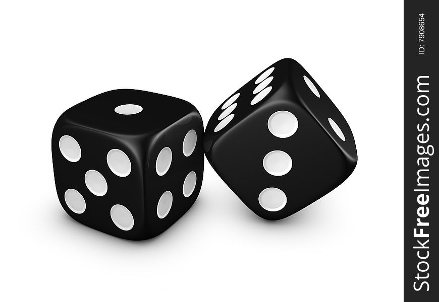 Black dice isolated on white background. Black dice isolated on white background