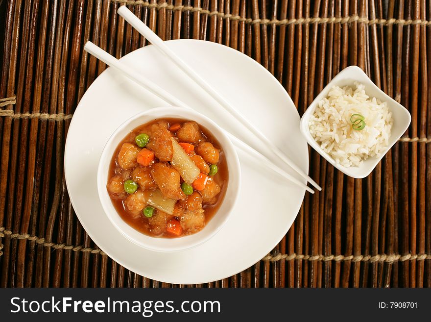 Chicken stew with vegetables on plate