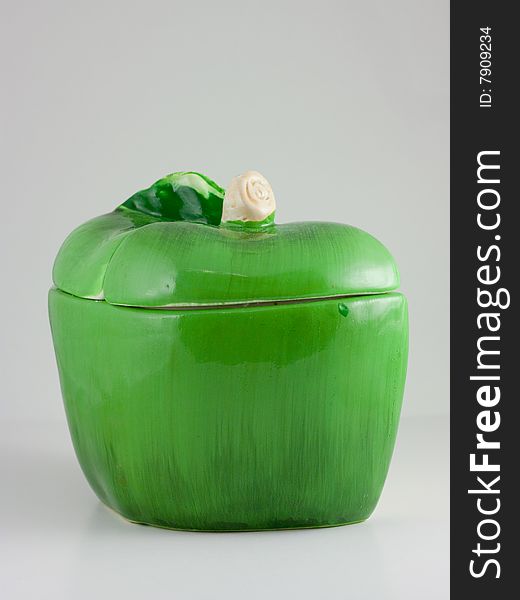 Green apple styled ceramic sugar bowl. Green apple styled ceramic sugar bowl