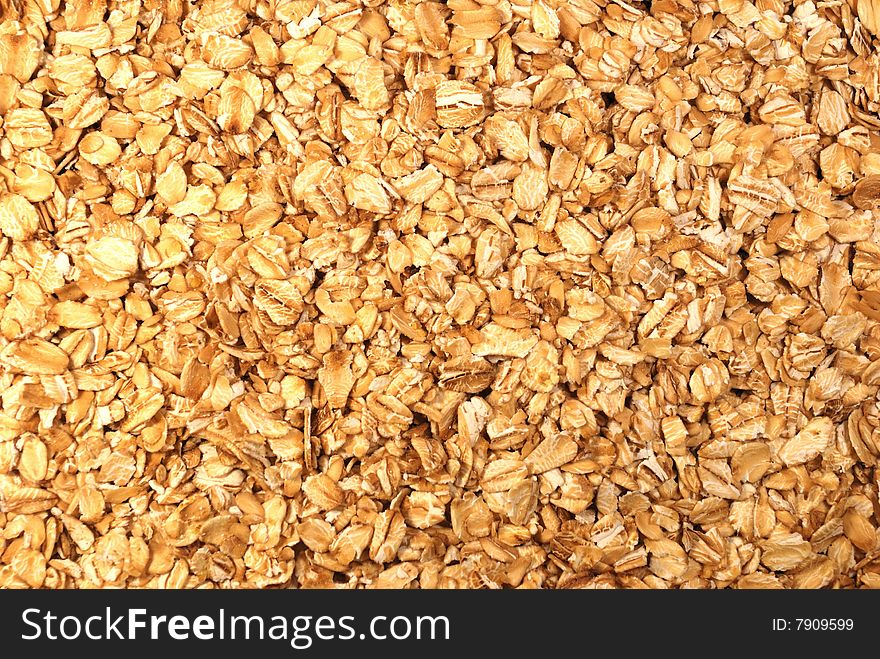 Background of oat flakes closeup