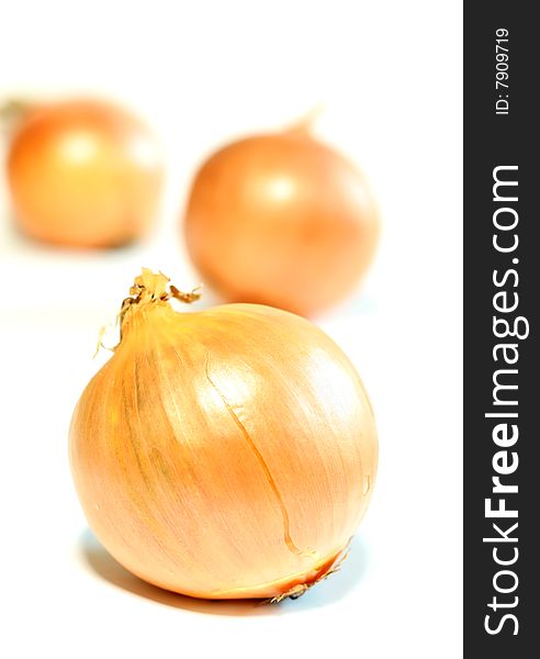 Onions isolated on a white background, closeup