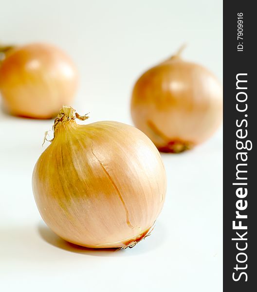 Onions isolated on a white background, closeup