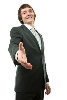 Businessman Hold Halp Hand Royalty Free Stock Photography Businessman Hold Halp Hand Royalty Free Stock Photography