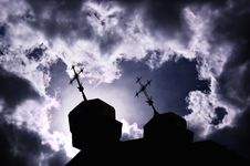 Silhouette Of Church With Crosses Stock Photo Silhouette Of Church With Crosses Stock Photo