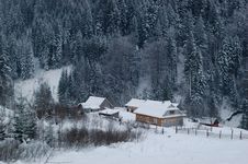 Village In The Winter Forest Stock Image Village In The Winter Forest Stock Image