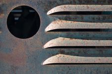 Four Rusty Hood Fins And Hole Royalty Free Stock Images Four Rusty Hood Fins And Hole Royalty Free Stock Images