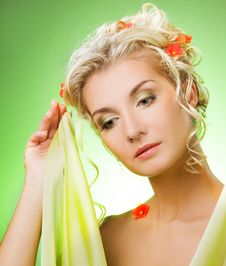 Woman With Flowers Royalty Free Stock Images