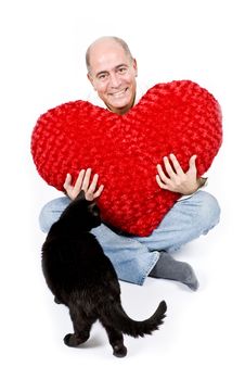 Latin Man With A Red Heart Stock Images