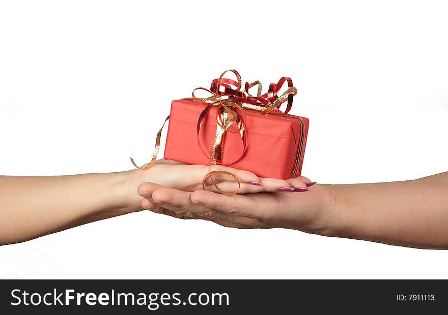 Man and woman holding gift