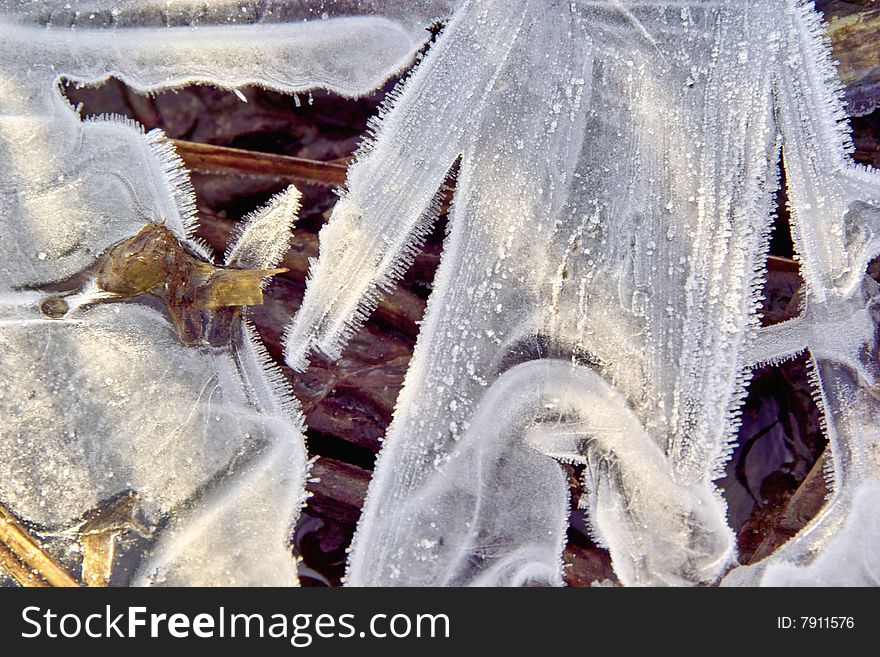 Sculpture out of Ice covering ground. Sculpture out of Ice covering ground