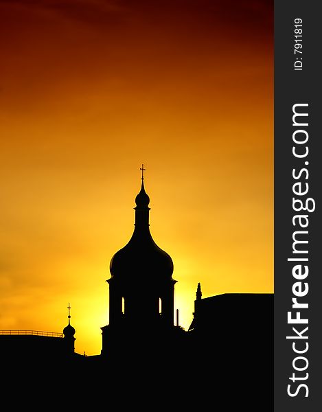 Silhouette of the church on sunset. Silhouette of the church on sunset