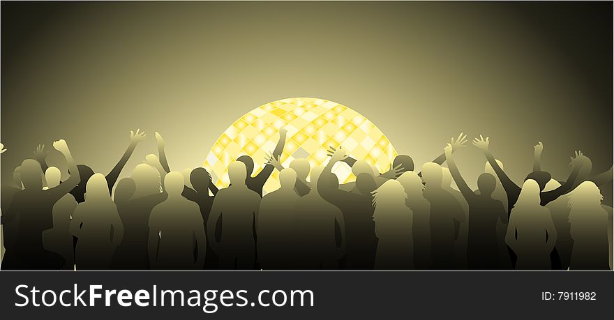 Illustration of people jumping, disco