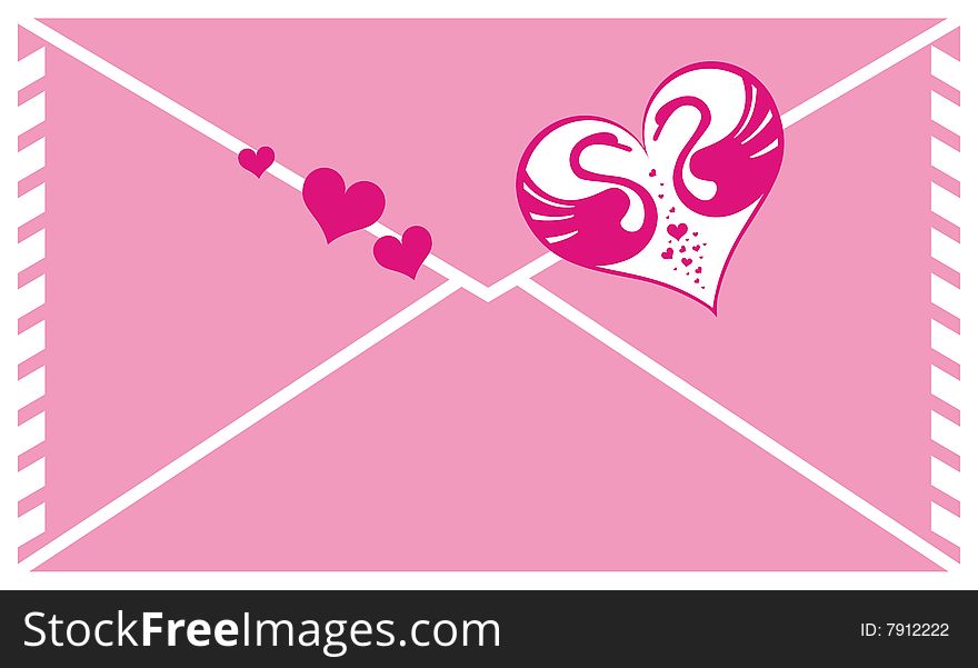 Vector valentine envelope with hearts