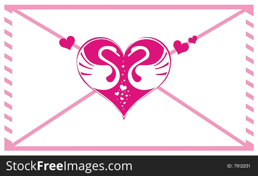 Vector valentine envelope with hearts