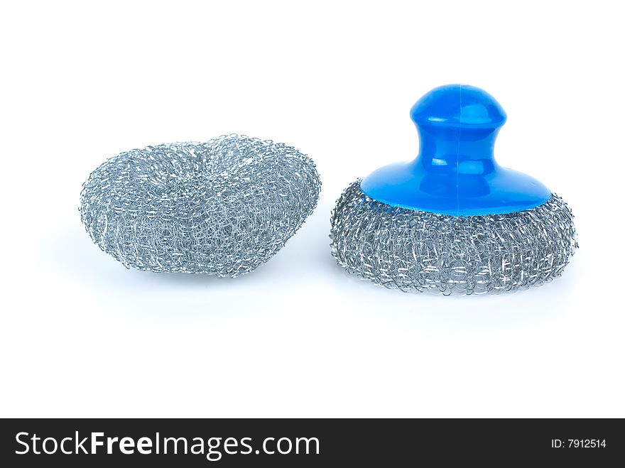 Two metal scrub isolated on the white background