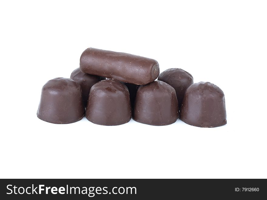 Some different chocolate candies isolated on the white background