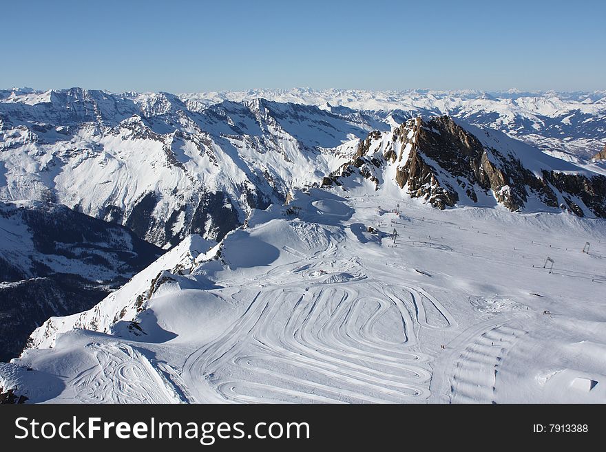 Austria. Mountains. The Alpes, the lift for mountain skiers. Austria. Mountains. The Alpes, the lift for mountain skiers.