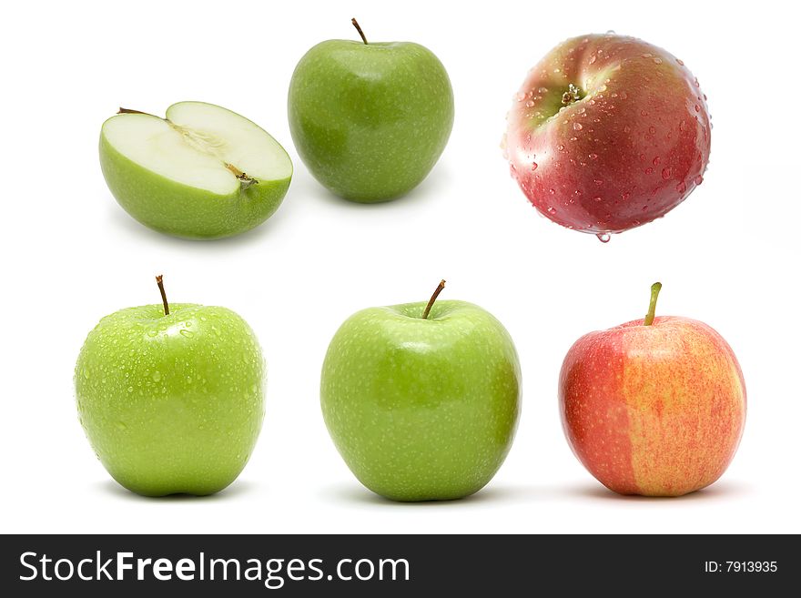 Collage from apples on a white background