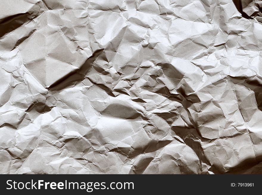 Empty crumpled paper close up