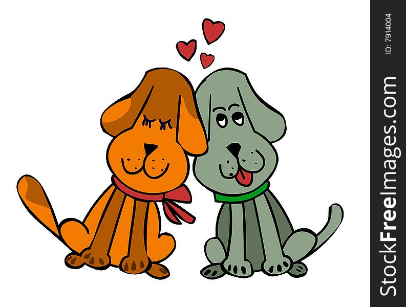 Couple of in love dogs, vector. Couple of in love dogs, vector