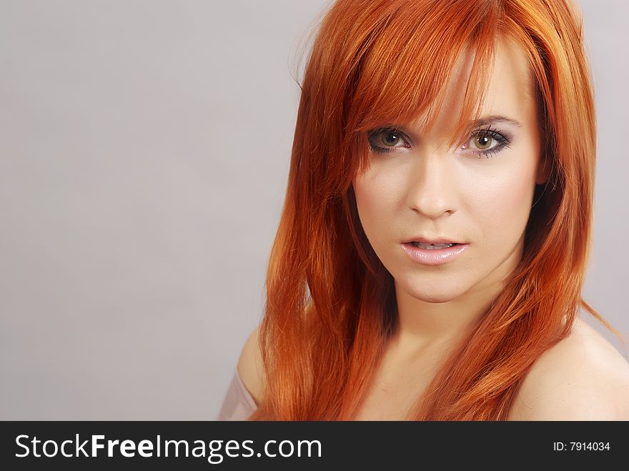 Close Up of Beautiful Redhead Woman