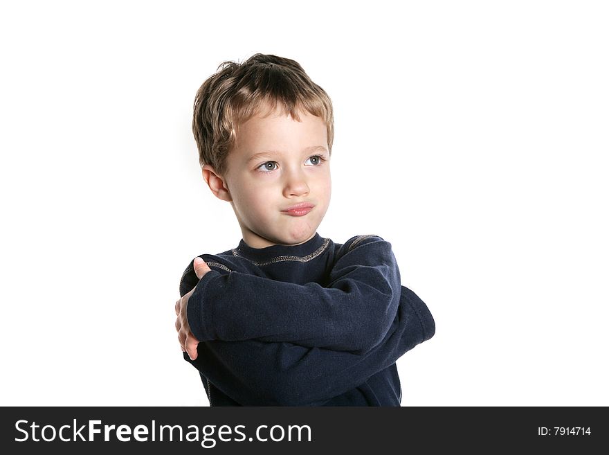 Cute four year old boy on white background. Cute four year old boy on white background
