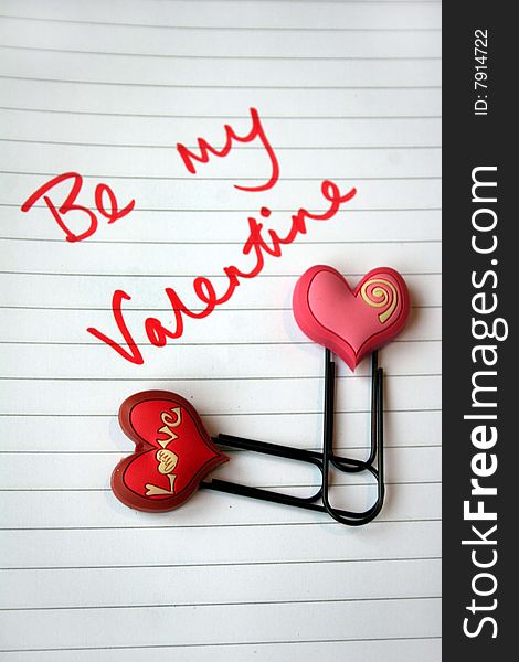 Valentine message with heart in notebook