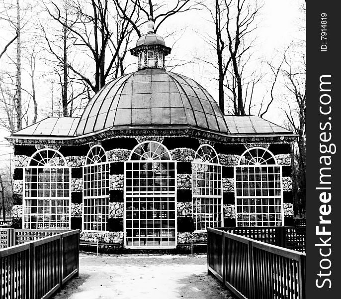 Rotunda In Black-and-white, Peterhof, Winter Time