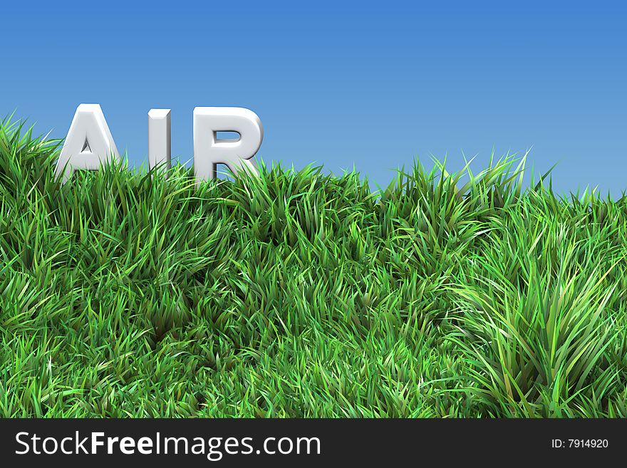 Air 3d word on grass. Air 3d word on grass