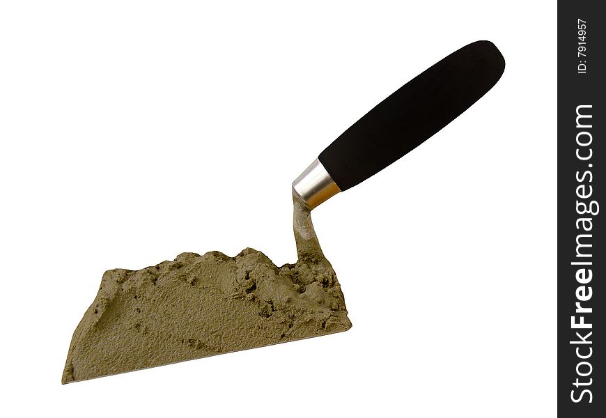 The tool of the mason a shovel with a solution. The tool of the mason a shovel with a solution