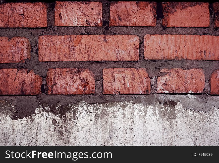 Grunge brick wall texture close-up