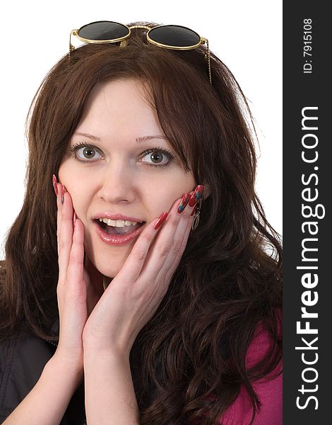 Portrait of the attractive girl isolated on a white background. Portrait of the attractive girl isolated on a white background