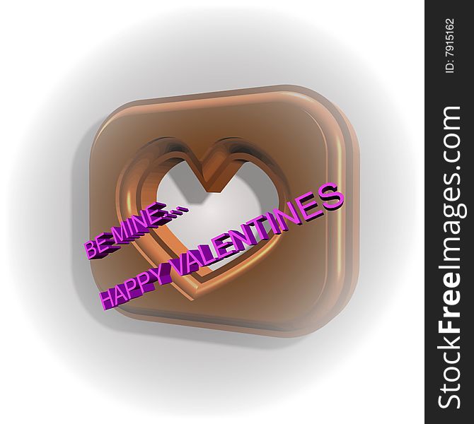 Chocolate heart valentine in 3d with text message be mine on white