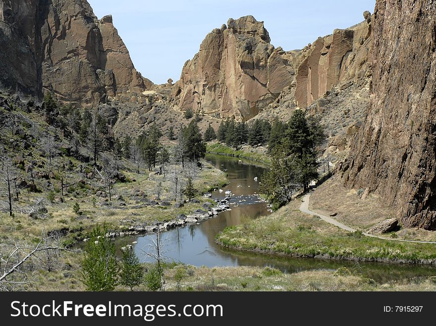 A meandering stream through a central Oregon landscape