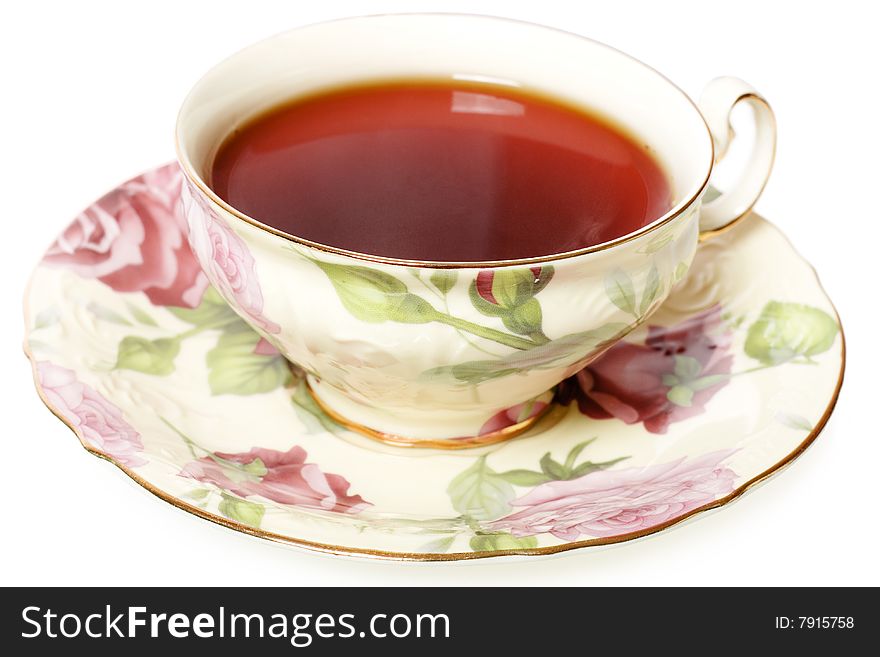 Tea cup on white background