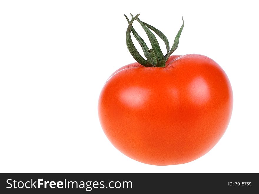 Ripe fresh Tomato on white background
