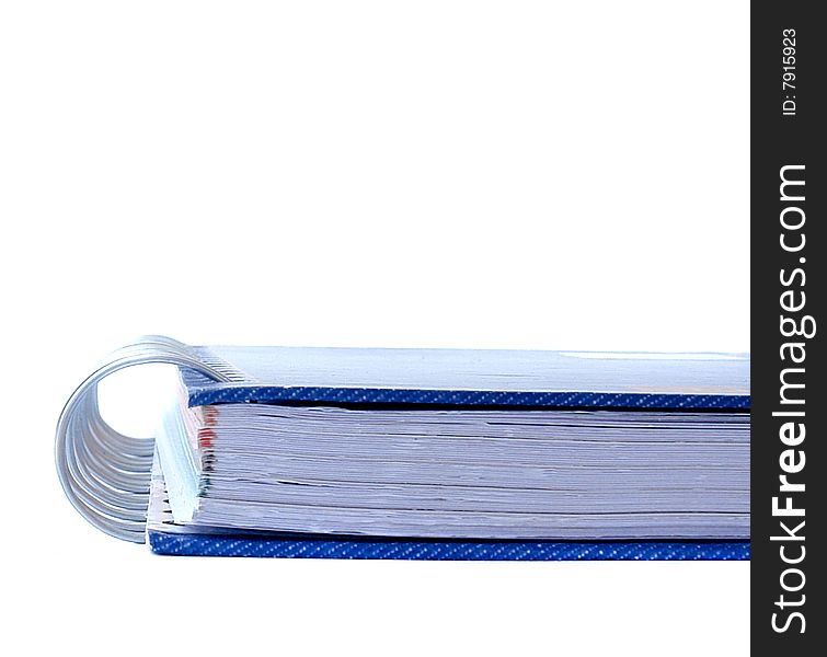 Close notebook with blue jean texture cover on white background