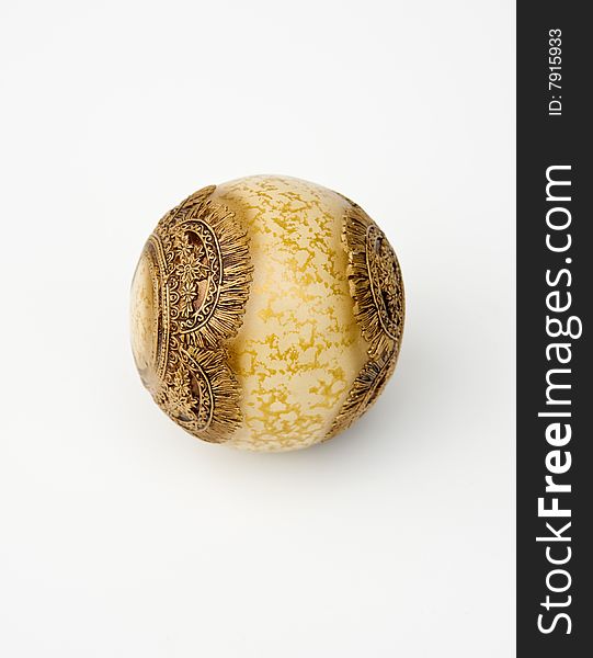 Ball ornament whit gold texture on white background