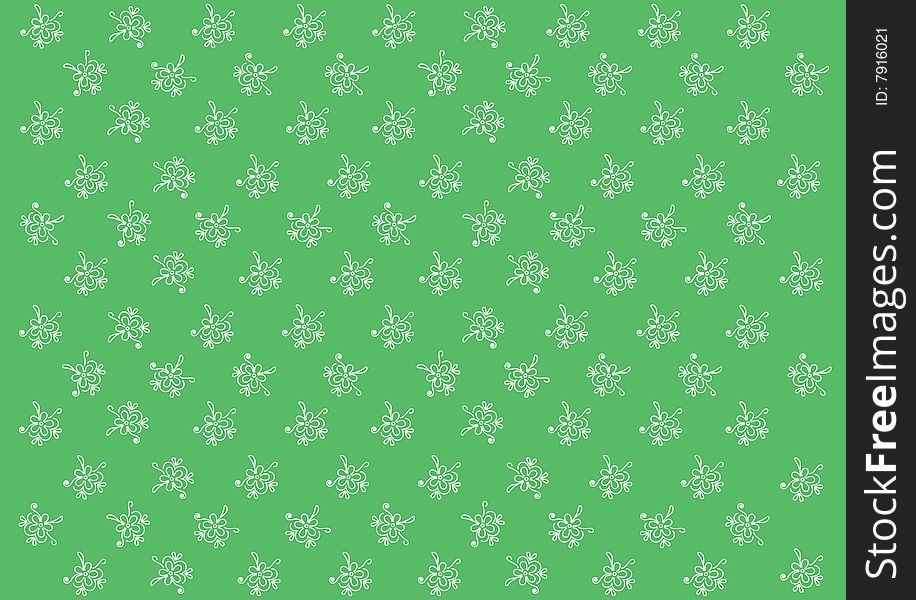 Green Background With Flowers