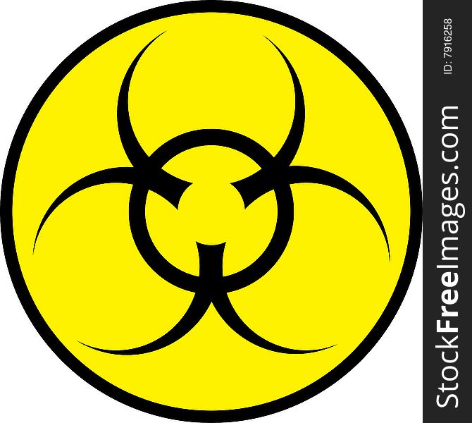 Black biohazard symbol on yellow