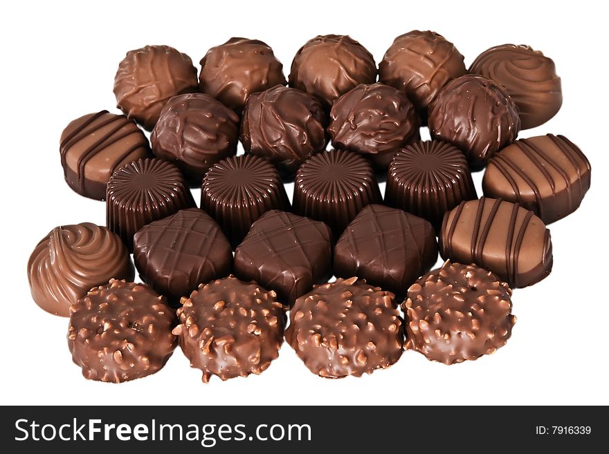 Set of chocolates isolated on white