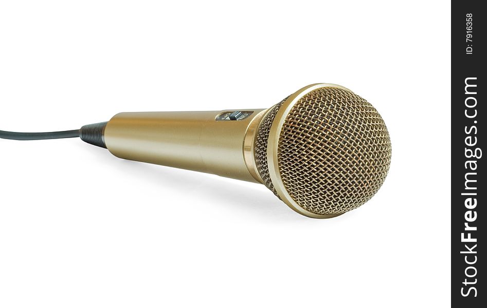 Close up of professional stage mic isolated on white(with clipping path)