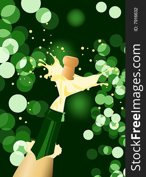 Bollte of Champagne, vector illustration, AI file included