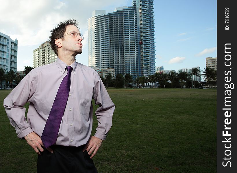 Businessman In A Park